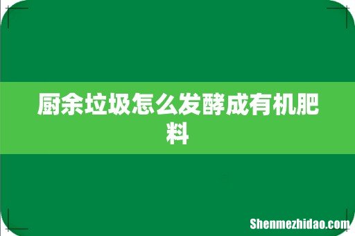 厨余垃圾怎么发酵成有机肥料