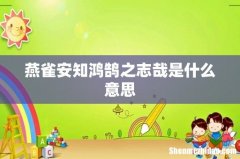 燕雀安知鸿鹄之志哉是什么意思