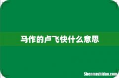 马作的卢飞快什么意思