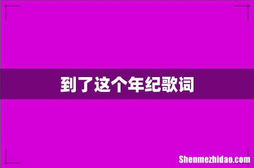 到了这个年纪歌词