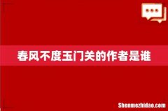 春风不度玉门关的作者是谁