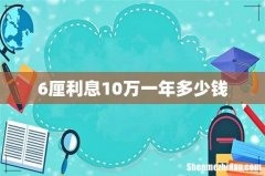 6厘利息10万一年多少钱