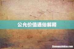 公允价值通俗解释