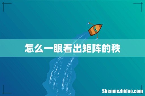 怎么一眼看出矩阵的秩