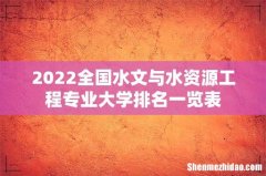 2022全国水文与水资源工程专业大学排名一览表