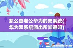 华为双系统派出所知道吗 怎么查老公华为的双系统