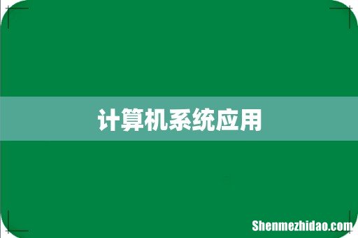 计算机系统应用