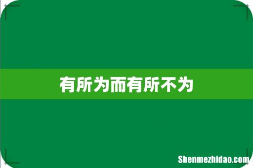 有所为而有所不为