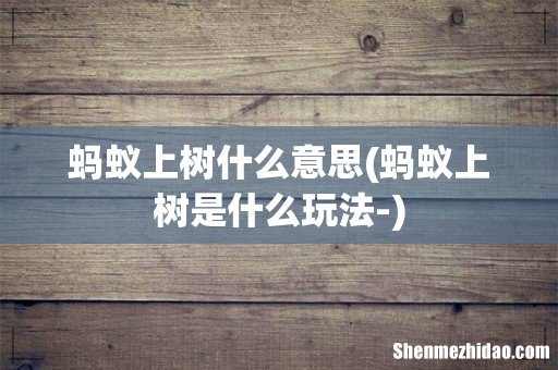 蚂蚁上树是什么玩法- 蚂蚁上树什么意思