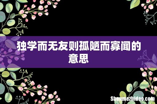 独学而无友则孤陋而寡闻的意思