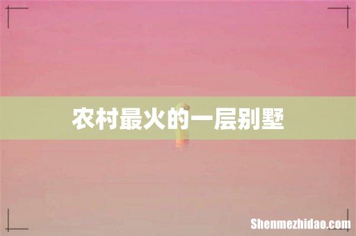 农村最火的一层别墅