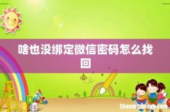 啥也没绑定微信密码怎么找回