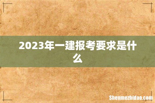 2023年一建报考要求是什么
