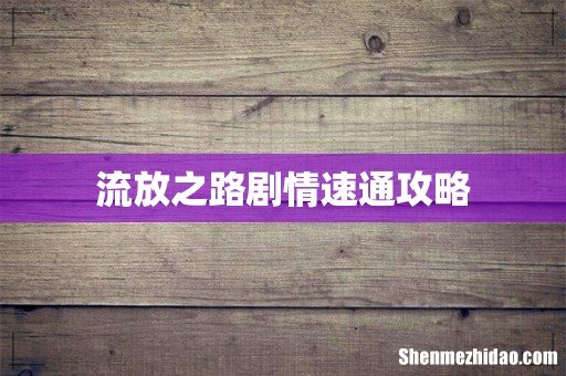 流放之路剧情速通攻略
