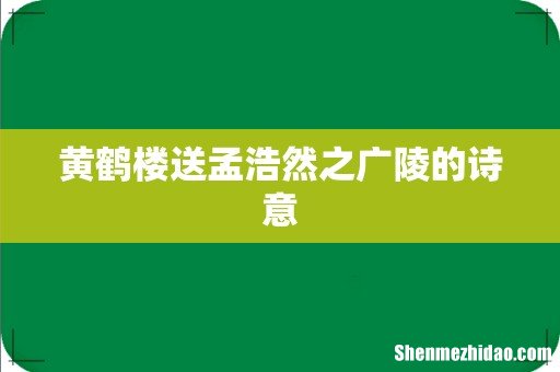 黄鹤楼送孟浩然之广陵的诗意