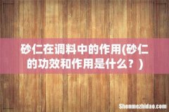 砂仁的功效和作用是什么？ 砂仁在调料中的作用