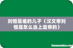 汉文帝刘恒是怎么当上皇帝的 刘恒是谁的儿子