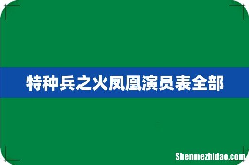 特种兵之火凤凰演员表全部