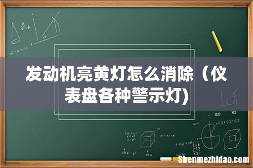 发动机亮黄灯怎么消除（仪表盘各种警示灯)