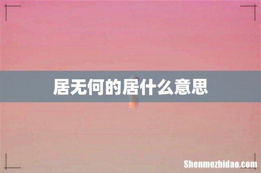 居无何的居什么意思