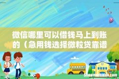 急用钱选择微粒贷靠谱吗 微信哪里可以借钱马上到账的