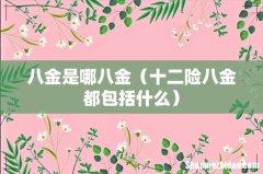 十二险八金都包括什么 八金是哪八金