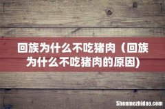 回族为什么不吃猪肉（回族为什么不吃猪肉的原因)