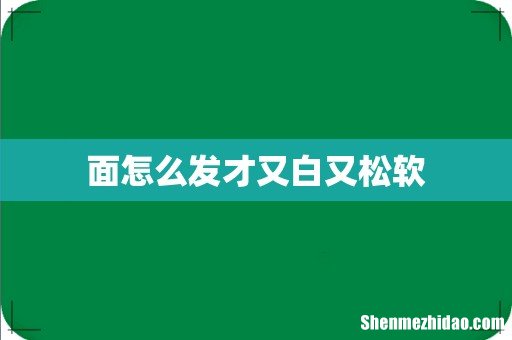 面怎么发才又白又松软