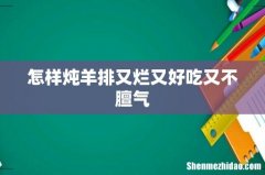 怎样炖羊排又烂又好吃又不膻气