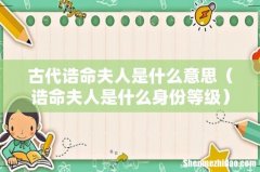 诰命夫人是什么身份等级 古代诰命夫人是什么意思