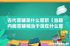 当朝内阁首辅相当于现在什么官 古代首辅是什么官职