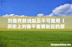 历史上刘备不重要赵云的原因 刘备死前说赵云不可重用
