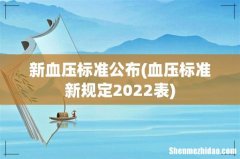 血压标准新规定2022表 新血压标准公布