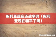 叙利亚现在和平了吗 叙利亚现在还战争吗