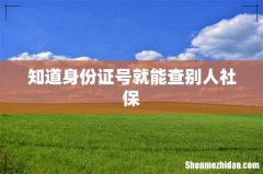 知道身份证号就能查别人社保