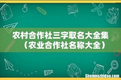 农业合作社名称大全 农村合作社三字取名大全集