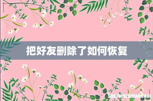 把好友删除了如何恢复
