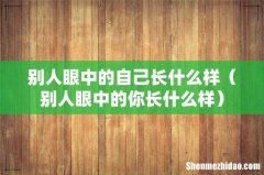 别人眼中的你长什么样 别人眼中的自己长什么样