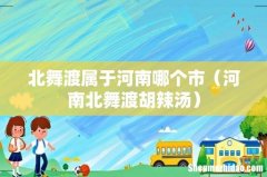 河南北舞渡胡辣汤 北舞渡属于河南哪个市