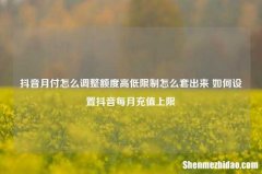 抖音月付怎么调整额度高低限制怎么套出来 如何设置抖音每月充值上限