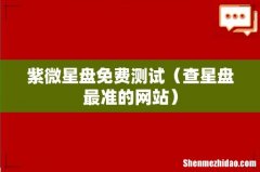 查星盘最准的网站 紫微星盘免费测试
