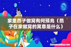 燕子在家做窝的寓意是什么 家里燕子做窝有何预兆