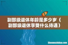 副部级退休享受什么待遇 副部级退休年龄是多少岁