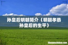 明朝孝恭孙皇后的生平 孙皇后明朝简介