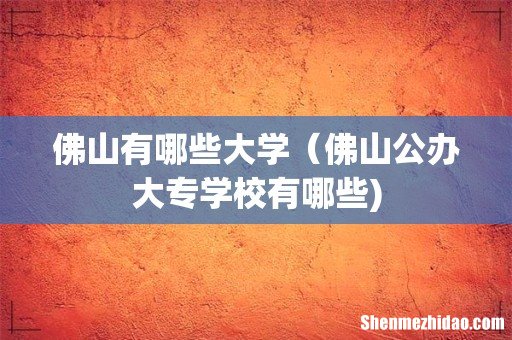 佛山有哪些大学(佛山公办大专学校有哪些)