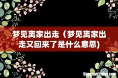 梦见离家出走（梦见离家出走又回来了是什么意思)