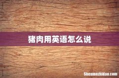 猪肉用英语怎么说