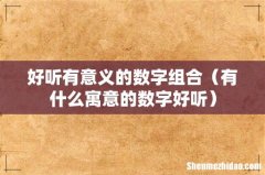 有什么寓意的数字好听 好听有意义的数字组合