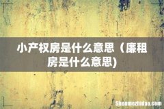 小产权房是什么意思（廉租房是什么意思)