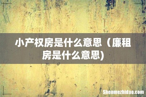 小产权房是什么意思(廉租房是什么意思)
